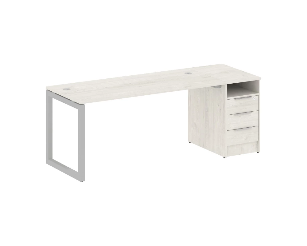 Рабочая станция с тумбой на О-образном м/к 2012x720x750 Metal System Quattro 5x5