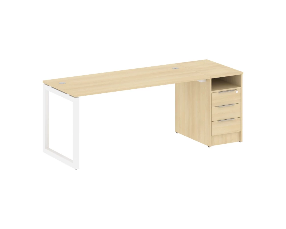 Рабочая станция с тумбой на О-образном м/к 2012x720x750 Metal System Quattro 5x5