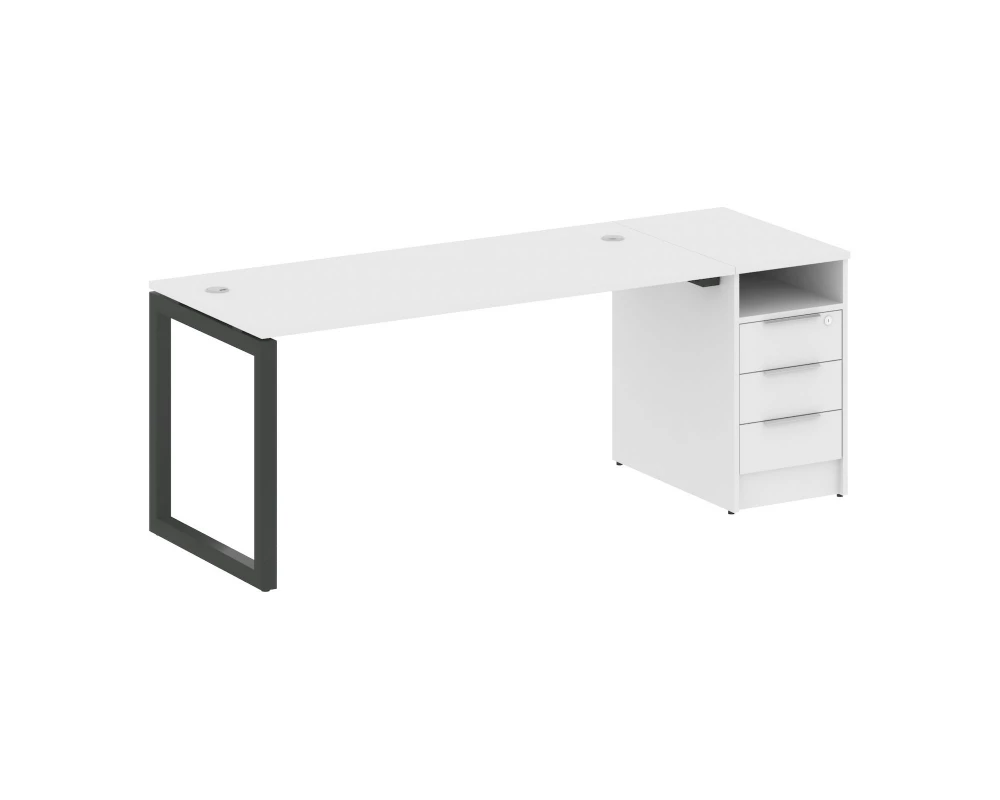 Рабочая станция с тумбой на О-образном м/к 2012x720x750 Metal System Quattro 5x5