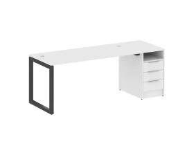 Рабочая станция с тумбой на О-образном м/к 2012x720x750 Metal System Quattro 5x5 images