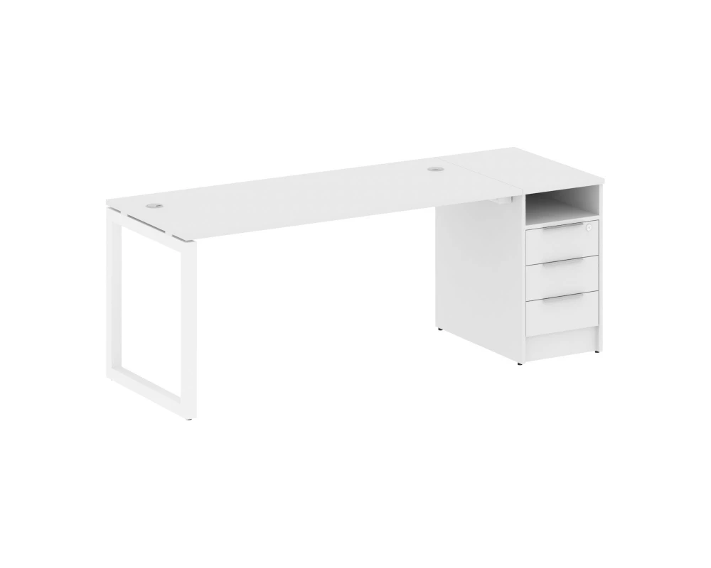 Рабочая станция с тумбой на О-образном м/к 2012x720x750 Metal System Quattro 5x5