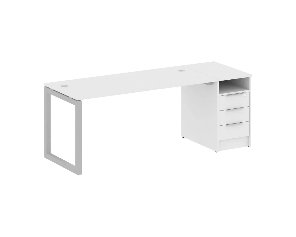 Рабочая станция с тумбой на О-образном м/к 2012x720x750 Metal System Quattro 5x5
