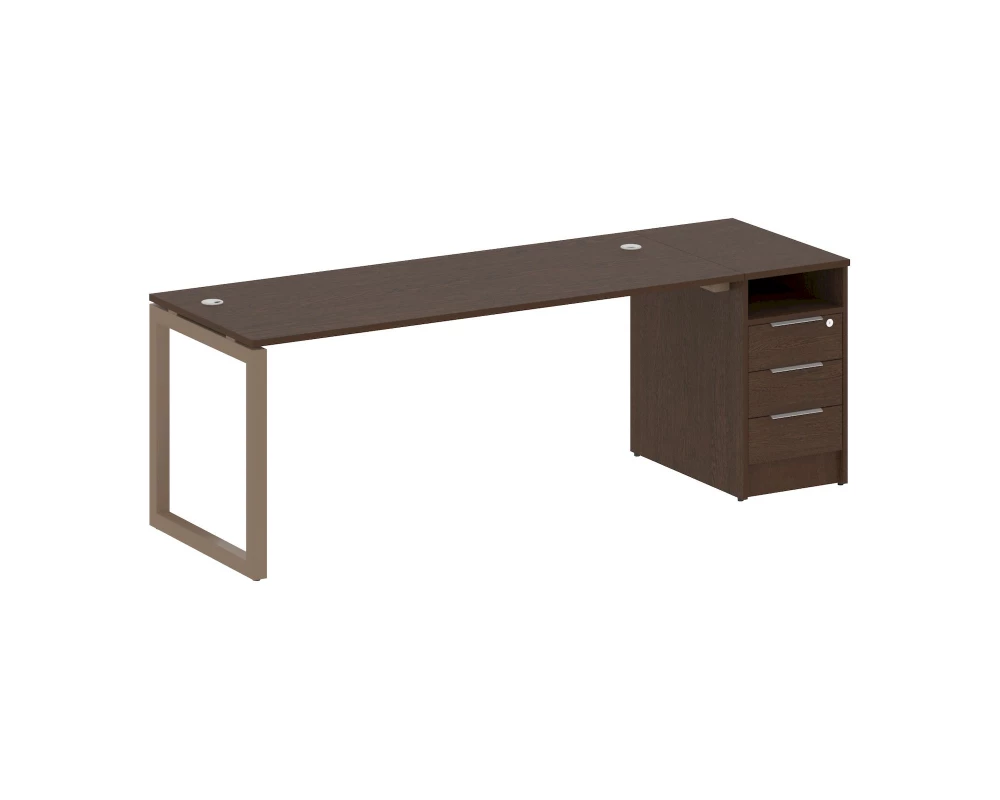 Рабочая станция с тумбой на О-образном м/к 2212x720x750 Metal System Quattro 5x5