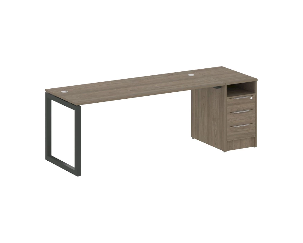 Рабочая станция с тумбой на О-образном м/к 2212x720x750 Metal System Quattro 5x5