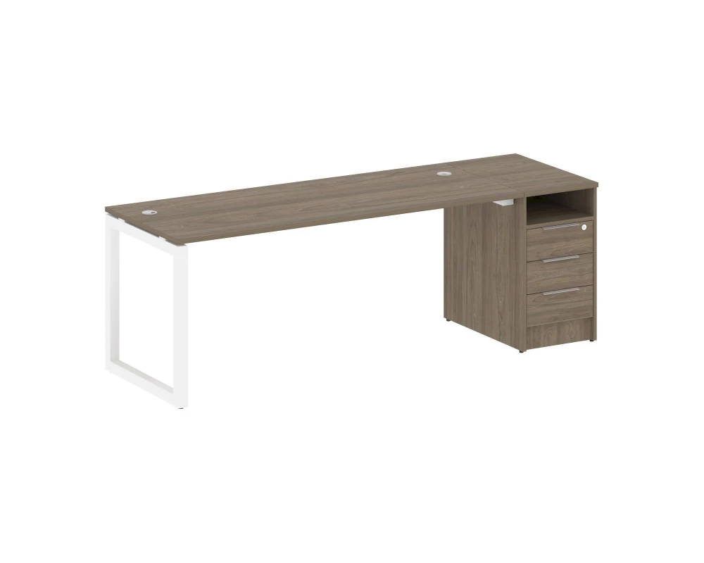 Рабочая станция с тумбой на О-образном м/к 2212x720x750 Metal System Quattro 5x5