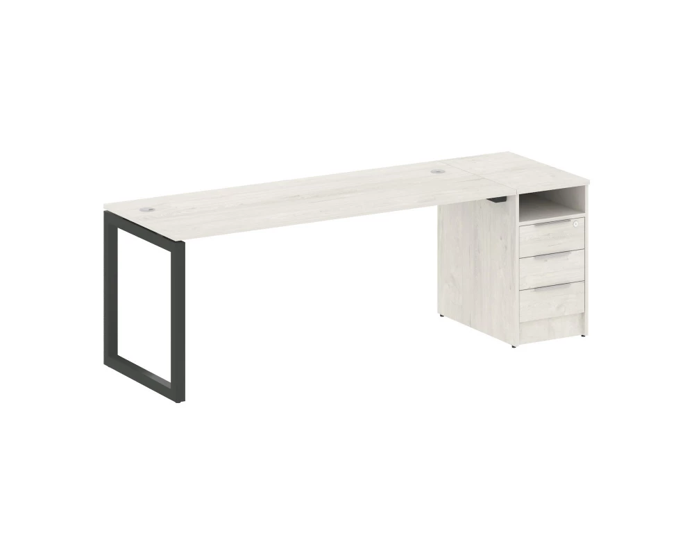 Рабочая станция с тумбой на О-образном м/к 2212x720x750 Metal System Quattro 5x5