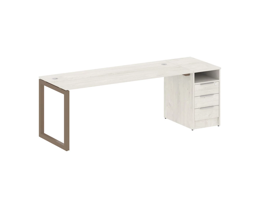 Рабочая станция с тумбой на О-образном м/к 2212x720x750 Metal System Quattro 5x5