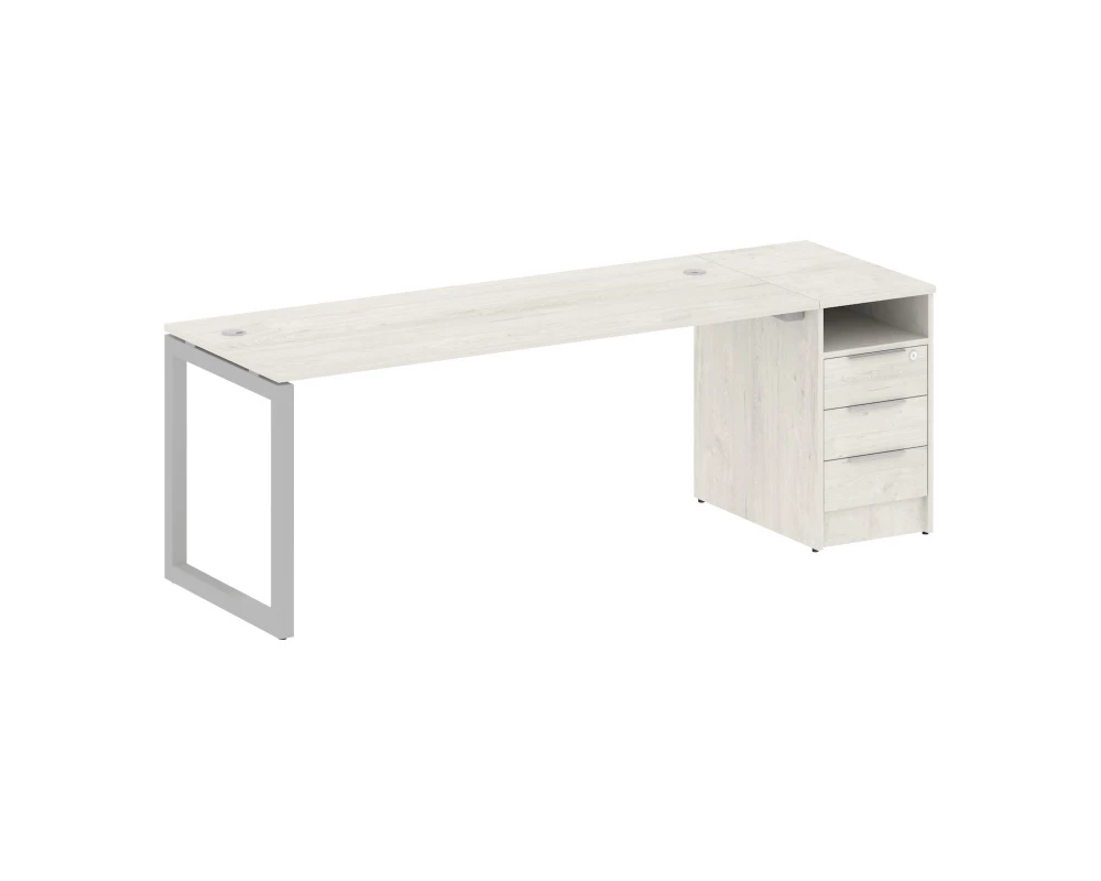 Рабочая станция с тумбой на О-образном м/к 2212x720x750 Metal System Quattro 5x5