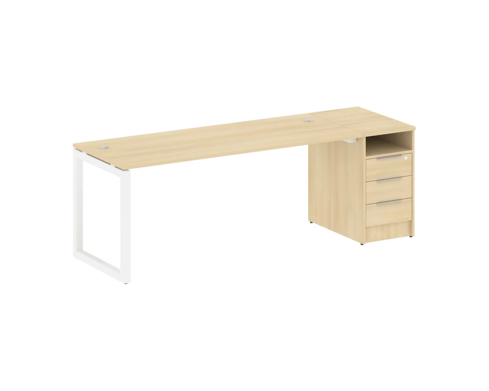 Рабочая станция с тумбой на О-образном м/к 2212x720x750 Metal System Quattro 5x5