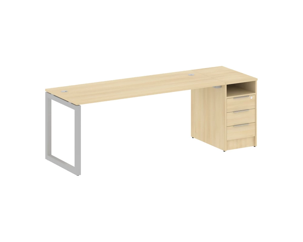 Рабочая станция с тумбой на О-образном м/к 2212x720x750 Metal System Quattro 5x5