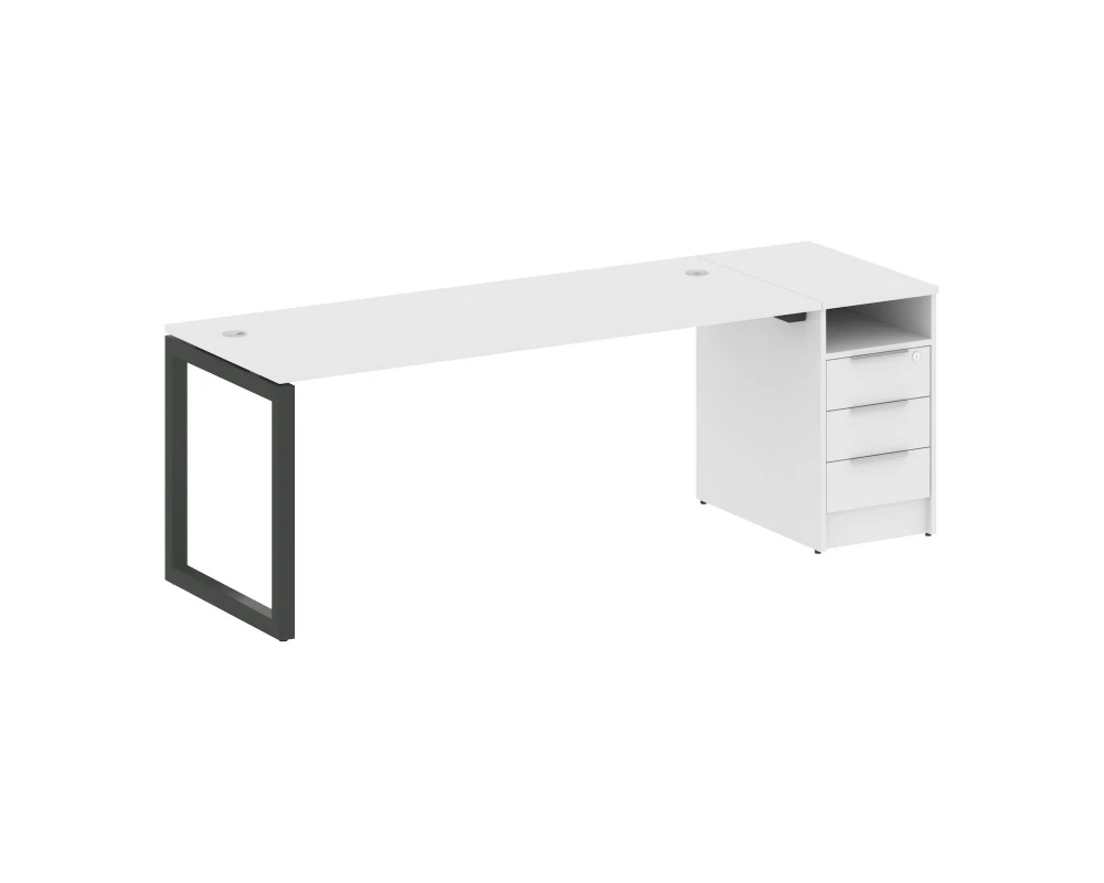 Рабочая станция с тумбой на О-образном м/к 2212x720x750 Metal System Quattro 5x5