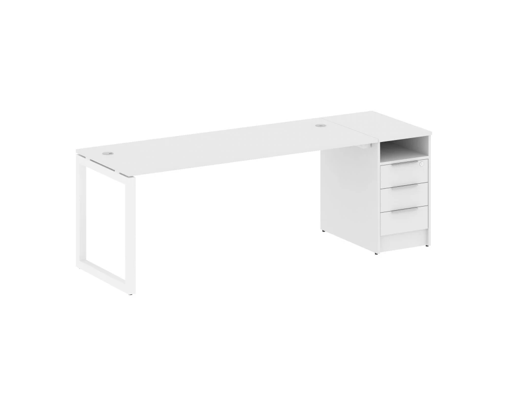 Рабочая станция с тумбой на О-образном м/к 2212x720x750 Metal System Quattro 5x5