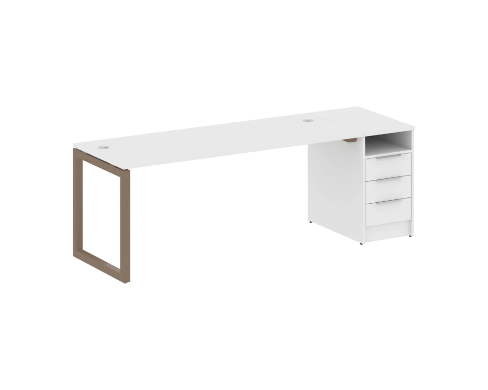 Рабочая станция с тумбой на О-образном м/к 2212x720x750 Metal System Quattro 5x5