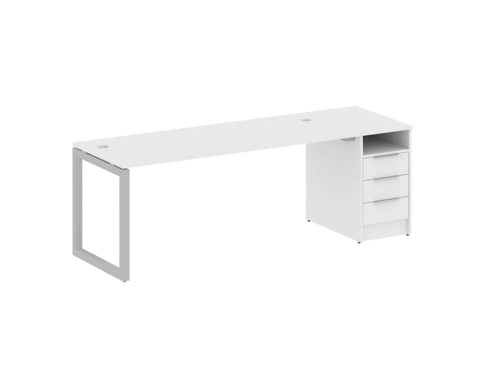 Рабочая станция с тумбой на О-образном м/к 2212x720x750 Metal System Quattro 5x5