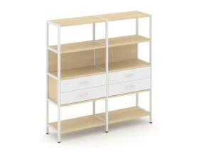 Двухсекционный стеллаж четырехярусный с ящиками 1590х400х1613 Shelf System images