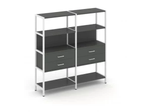 Двухсекционный стеллаж четырехярусный с ящиками 1590х400х1613 Shelf System images