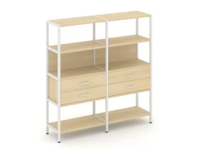 Двухсекционный стеллаж четырехярусный с ящиками 1590х400х1613 Shelf System images