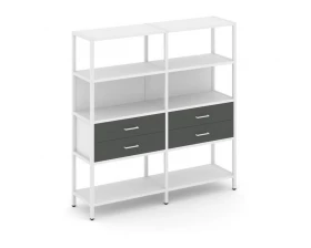 Двухсекционный стеллаж четырехярусный с ящиками 1590х400х1613 Shelf System images