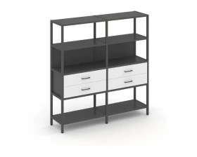 Двухсекционный стеллаж четырехярусный с ящиками 1590х400х1613 Shelf System images