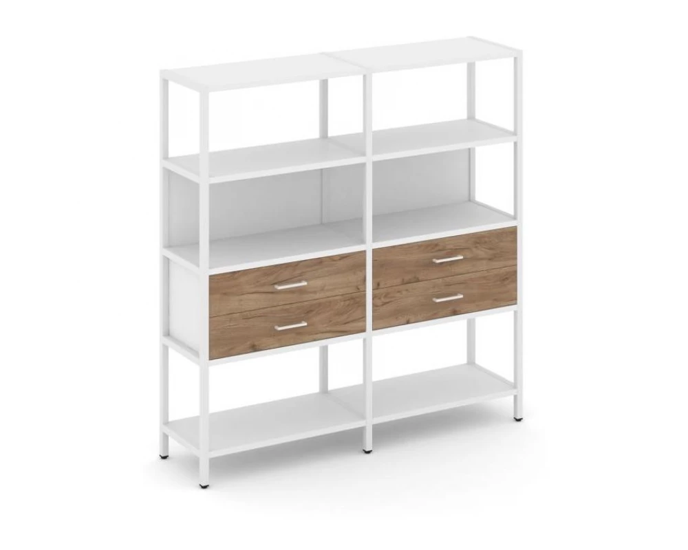 Двухсекционный стеллаж четырехярусный с ящиками 1590х400х1613 Shelf System