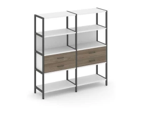 Двухсекционный стеллаж четырехярусный с ящиками 1590х400х1613 Shelf System images