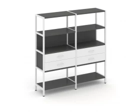 Двухсекционный стеллаж четырехярусный с ящиками 1590х400х1613 Shelf System images