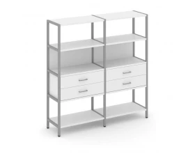 Двухсекционный стеллаж четырехярусный с ящиками 1590х400х1613 Shelf System images