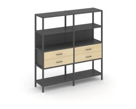 Двухсекционный стеллаж четырехярусный с ящиками 1590х400х1613 Shelf System images