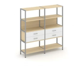 Двухсекционный стеллаж четырехярусный с ящиками 1590х400х1613 Shelf System images
