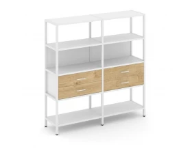 Двухсекционный стеллаж четырехярусный с ящиками 1590х400х1613 Shelf System images