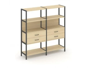 Двухсекционный стеллаж четырехярусный с ящиками 1590х400х1613 Shelf System images