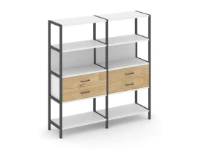 Двухсекционный стеллаж четырехярусный с ящиками 1590х400х1613 Shelf System images