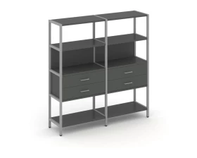 Двухсекционный стеллаж четырехярусный с ящиками 1590х400х1613 Shelf System images