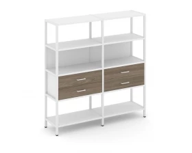 Двухсекционный стеллаж четырехярусный с ящиками 1590х400х1613 Shelf System images