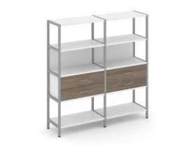 Двухсекционный стеллаж четырехярусный с ящиками 1590х400х1613 Shelf System images