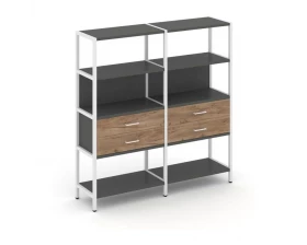 Двухсекционный стеллаж четырехярусный с ящиками 1590х400х1613 Shelf System images