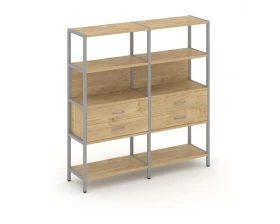 Двухсекционный стеллаж четырехярусный с ящиками 1590х400х1613 Shelf System images