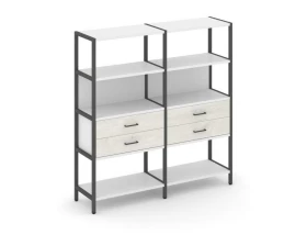 Двухсекционный стеллаж четырехярусный с ящиками 1590х400х1613 Shelf System images