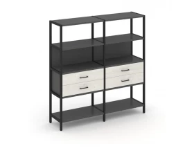 Двухсекционный стеллаж четырехярусный с ящиками 1590х400х1613 Shelf System images