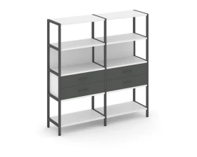 Двухсекционный стеллаж четырехярусный с ящиками 1590х400х1613 Shelf System images