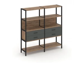 Двухсекционный стеллаж четырехярусный с ящиками 1590х400х1613 Shelf System images