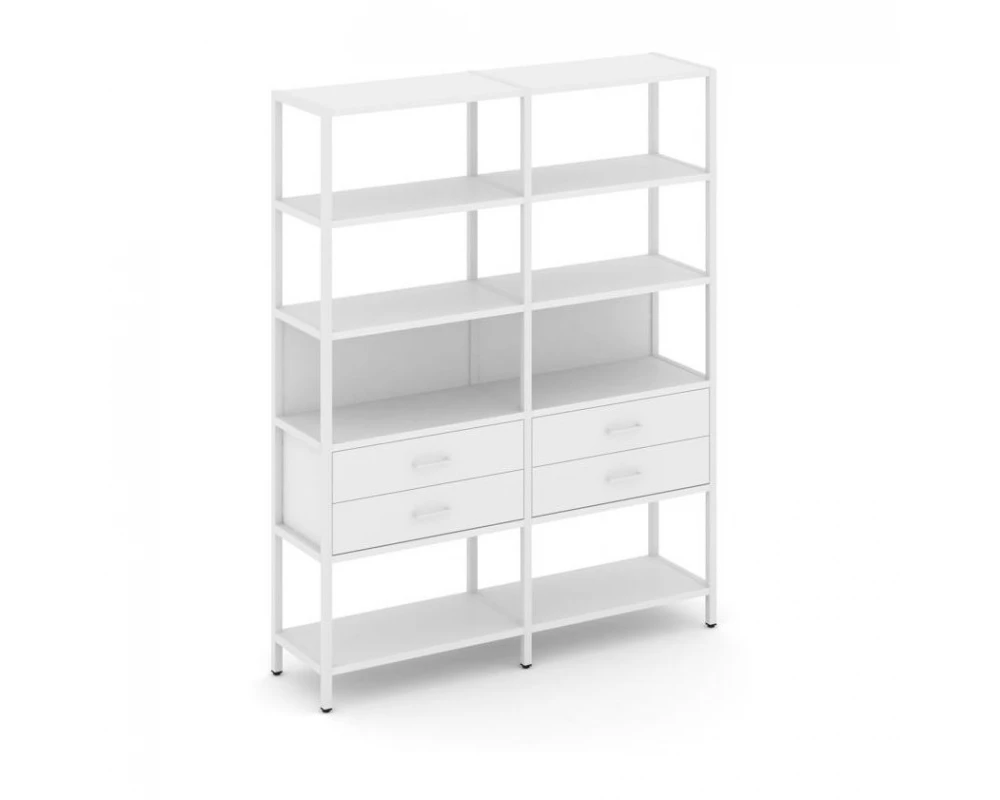 Двухсекционный стеллаж пятиярусный с ящиками 1590х400х1980 Shelf System