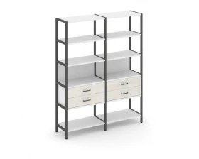 Двухсекционный стеллаж пятиярусный с ящиками 1590х400х1980 Shelf System images