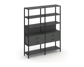 Двухсекционный стеллаж пятиярусный с ящиками 1590х400х1980 Shelf System images