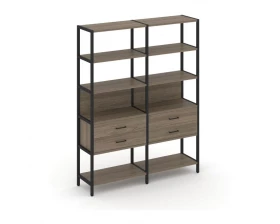 Двухсекционный стеллаж пятиярусный с ящиками 1590х400х1980 Shelf System images