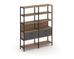 Двухсекционный стеллаж пятиярусный с ящиками 1590х400х1980 Shelf System images