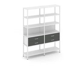 Двухсекционный стеллаж пятиярусный с ящиками 1590х400х1980 Shelf System images