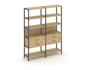 Двухсекционный стеллаж пятиярусный с ящиками 1590х400х1980 Shelf System images