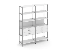 Двухсекционный стеллаж пятиярусный с ящиками 1590х400х1980 Shelf System images