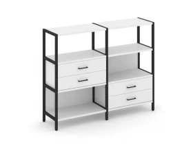 Двухсекционный стеллаж трехярусный с ящиками на двух ярусах 1590х400х1246 Shelf System images